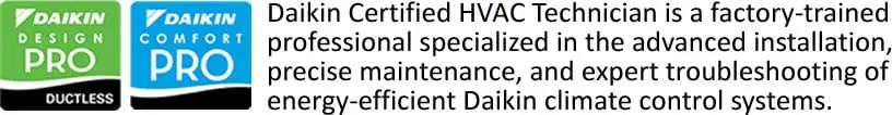 Daikin-Design-Pro-Certification-1 Daikin pro and Daikin Comfort Pro logos with Daikin certification content